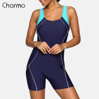 Charmo Women Sports Swimsuit Athletic Racerback Swimwear Pad Bikini Boyleg Beach Wear Bathing Suits Monokini bodysuit