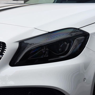 FNE 2ชิ้นฟิล์มป้องกันไฟหน้ารถสีดำรมควันไวนิลโปร่งใสสติกเกอร์ TPU สำหรับ Mercedes Benz คลาส W176 A45 AMG