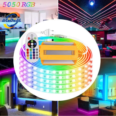 ไฟแถบไฟ LED AceDeal 5050 RGB (มีรีโมทคอนโทรล) แถบ RGB กันน้ำกลางแจ้ง220V