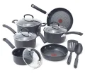 T-fal Hard Anodized Cookware Set, Thermo-Spot Heat Indicator, 12 Pc, Grey (Sg Seller). 