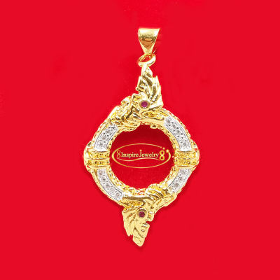 Inspire Jewelry ,จี้บ่วงนาคบาศ ตัวเรือนทอง24K ประดับเพชร ตาประดับด้วยsapphire บ่วงบาศนาคราช พญานาค บ่วงงูกินหาง เครื่องราง แห่งโชคลาภ กินไม่มีหมด