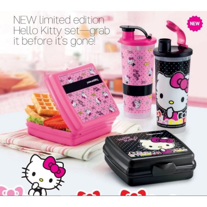 CZKBABYHOUSE) READY STOCK Limited Edition Original Tupperware Hello Kitty  Lunch Set