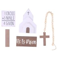 1Set Wooden Signs Easter Tiered Tray Round Wooden Trays for Easter Scene,,Church