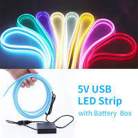 DC5V LED แถบกันน้ำแสงนีออนโคมไฟ Usb แบตเตอรี่ขับเคลื่อนที่มีความยืดหยุ่นนีออนเชือกริบบิ้น2835 120 Ledsm นุ่มไดโอดเทป0.5เมตร-5เมตร *