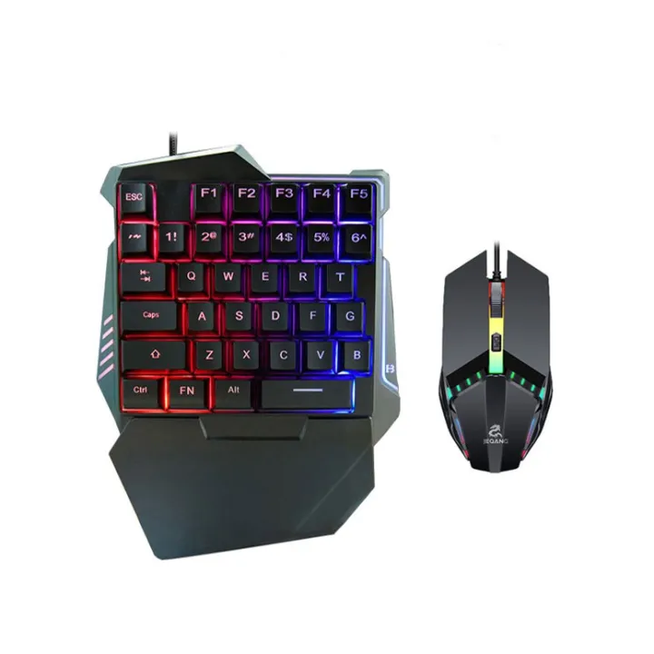 JK-913 2in1 RGB One Hand Mechanical Feel 35 Keys Wired Gaming Keyboard ...