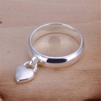 【YF】 Wholesale  jewelry silver color heart lock ring Charms fashion for women wedding engagement Ring hot gift JSHR133