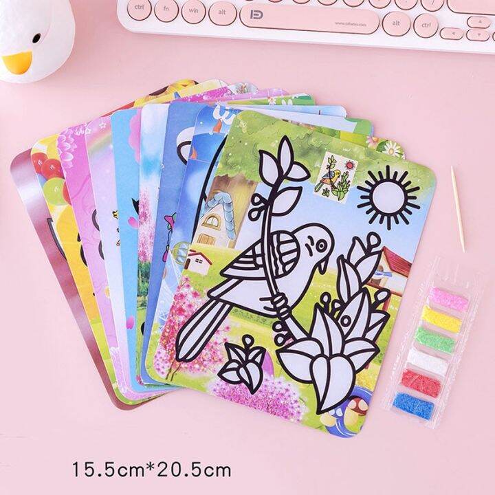 Lukisan Pasir Mainan Mewarnai Sand Art Painting Gambar Latihan Melukis