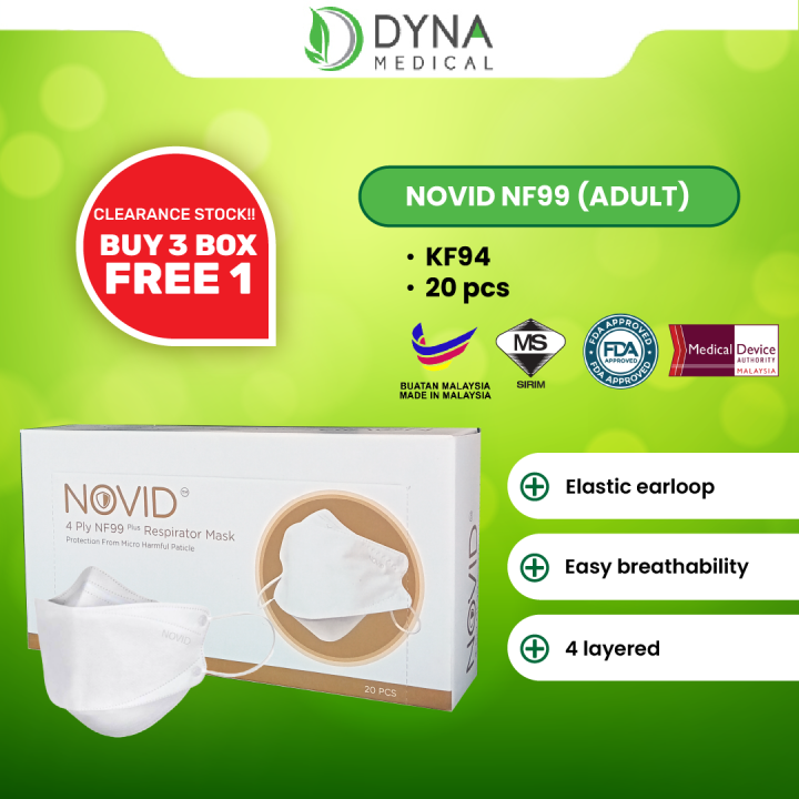 [SIRIM APPROVAL] NOVID Respirator Face Mask N99/KF94 20 Pcs K94 Mask ...