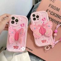 3D เคสตุ๊กตาแบบทำมือสำหรับ Samsung A34 A04 A54 A04s A04E A24 A23 A13 A03 A52 A14 A50s A30s A03s รูปหัวใจสีชมพู A52s ผีเสื้อ A02s ฝาครอบเนื้อนิ่ม TPU เคสมือจับสำหรับโทรศัพท์มือถือ