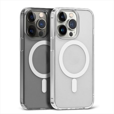 Clear For Magnetic Wireless Charging Case For iPhone 15 11 12 13 14  Plus 14 Pro Max Mini X XS XR 7 8 SE2022 Hard Acrylic Cover Phone Cases