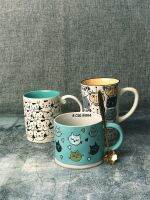 【STOCK】 Hand-Painted Cup [Send Spoon! Tall And Big Cup] Retro Hand-Painted Underglaze Color Large-Capacity Ceramic Water Cup