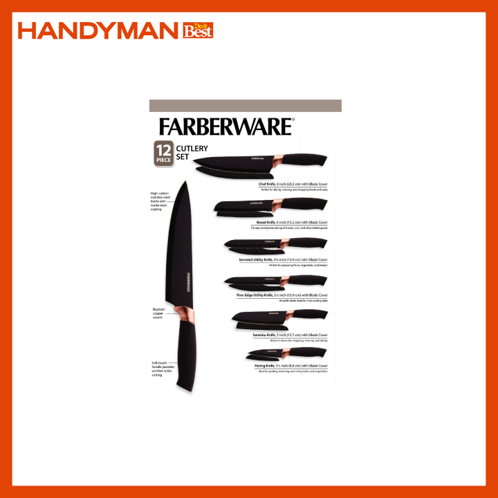 Farberware 12-Pc. Black & Copper Cutlery Set - Macy's