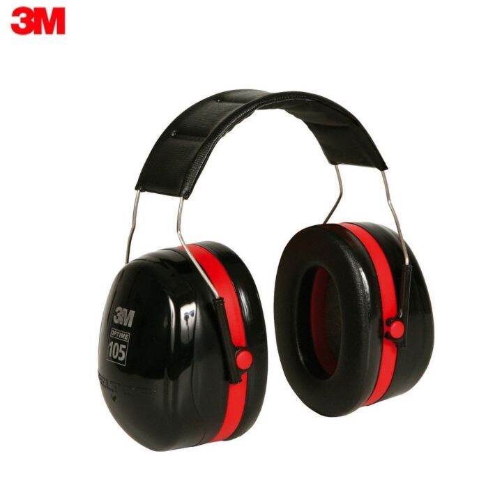 3m-h10a-สีดำ-แดง-ครอบหูลดเสียง-105-peltor-optime-earmuffs-over-the-head-3m-optime-105-h10a-twin-cup-with-headband