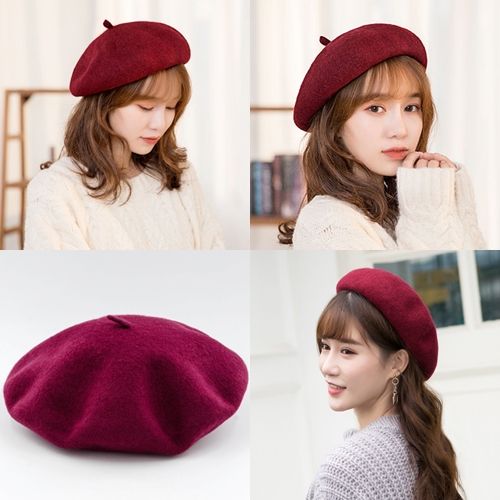 หมวกเบเร่ย์-สีล้วน-cap-hat-หมวกแฟชั่น-หมวกเกาหลี-หมวกหน้าหนาว-พร้อมส่ง