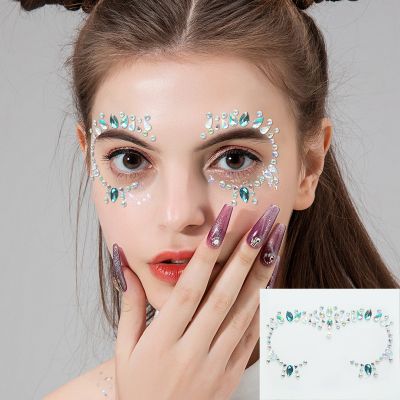 【YF】 Face Crystal Tattoo Sticker Glitter Eyeliner Eyebrow Makeup Stage Diamond Jewelry Temporary Party Rhinestones Stickers