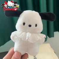 Sanrio Pochacco Plush Doll with Sweater Standing Kawaii Key Chains Girls School Bag Pendant Ornament Birthday Gift about 12cm