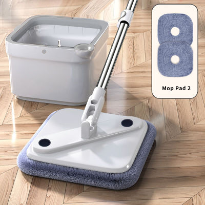 Joybos Hand Free Lazy Squeeze Mop Spin Mops with Bucket Automatic Magic Flat mop Microfiber Cloth Square Mop Rotate Dry Home Use