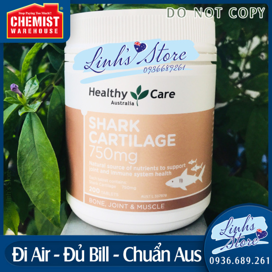 Sụn vi cá mập healthy care shark cartilage 750mg 200 viên chemist - ảnh sản phẩm 1