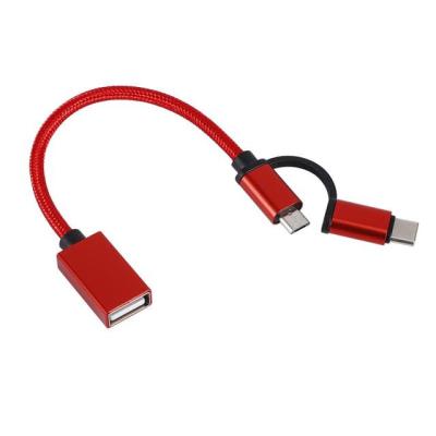 Type-C 2-In-1ไดรฟเวอร์ OTG Micro USB Type-C Braided 2-In-1 OTG อะแดปเตอร์สำหรับ Samsung S10 S10 + Xiaomi Mi 9สำหรับสายชาร์จ Huawei P30 Pro