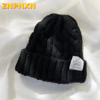 ZNPNXN ฤดูหนาวผู้หญิงถักหมวกคู่ที่อบอุ่นเลดี้กระทู้ถักหมวก C Hapeau Bonnet