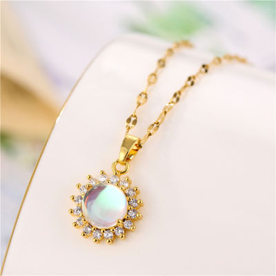 Sweet Magic Colorful Sunflower Pendant Korean Fashion Choker Necklaces For Women Cute Elegant No Fade Stainless Steel Neck Chain