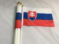 superonezxz 14x21 cm Slovakia hand waving flag small banner flagswith plastic flagpole Polyester double side Printing flag