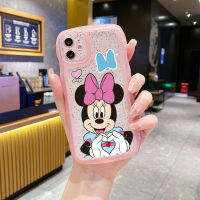 เคสสำหรับ iPhone 14 Pro Max 13 12 11 XR 8 7 Plus SE2 XS Max Mickey Minnie Love ป้ายหัวใจขอบคลื่นเคสป้องกันเลนส์เต็มรูปแบบ