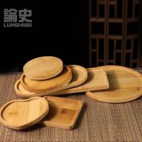 High-end MUJI Wooden coaster placemat Japanese non-slip cup mat insulation mat creative round solid wood Kung Fu tea coaster engraved