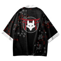 Pihu-1Summer การ์ตูน Nine Tailed Fox พิมพ์ Kimono ผู้หญิงผู้ชายญี่ปุ่น Haori Streetwear Cardigan Yukata คอสเพลย์ Samurai Streetweard48-58