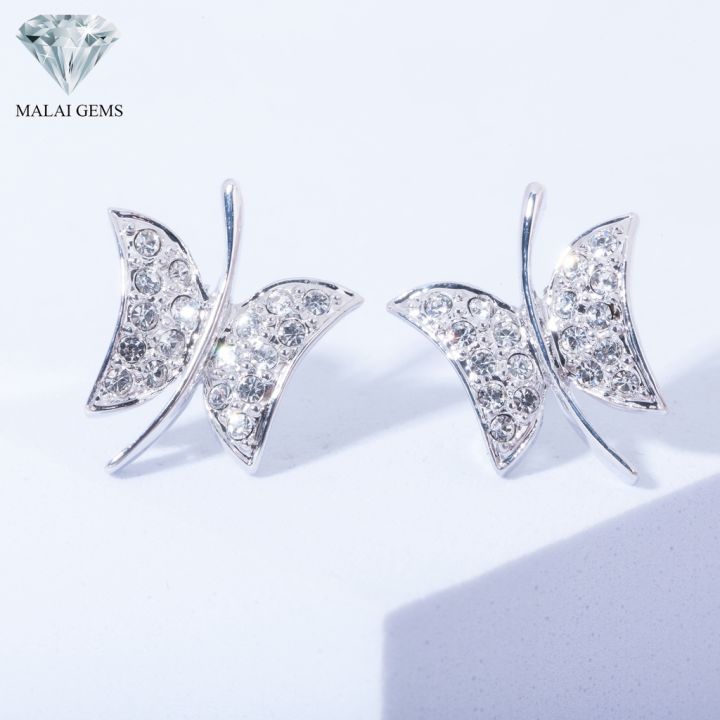 malai-gems-ต่างหูเพชร-เงินแท้-silver-925-เพชรสวิส-cz-เคลือบทองคำขาว-รุ่น-21002719แถมกล่อง-ต่างหูcz-ต่างหูเงินแท้