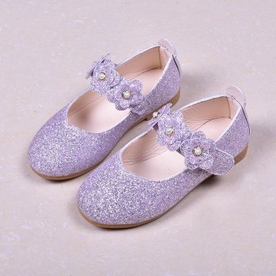 2109 Spring Pearl Flower Princess Black Dance Shoes Girls Sequin Shoes