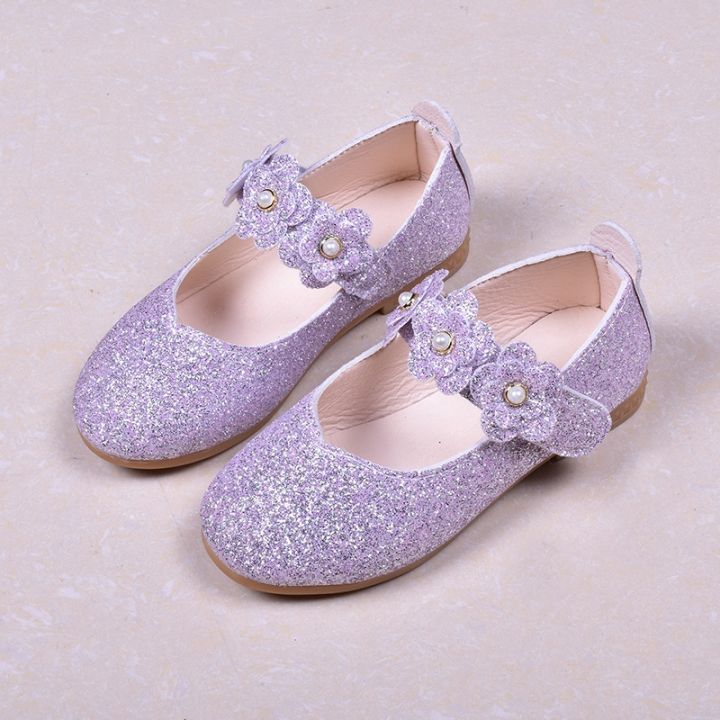 2109-spring-pearl-flower-princess-black-dance-shoes-girls-sequin-shoes