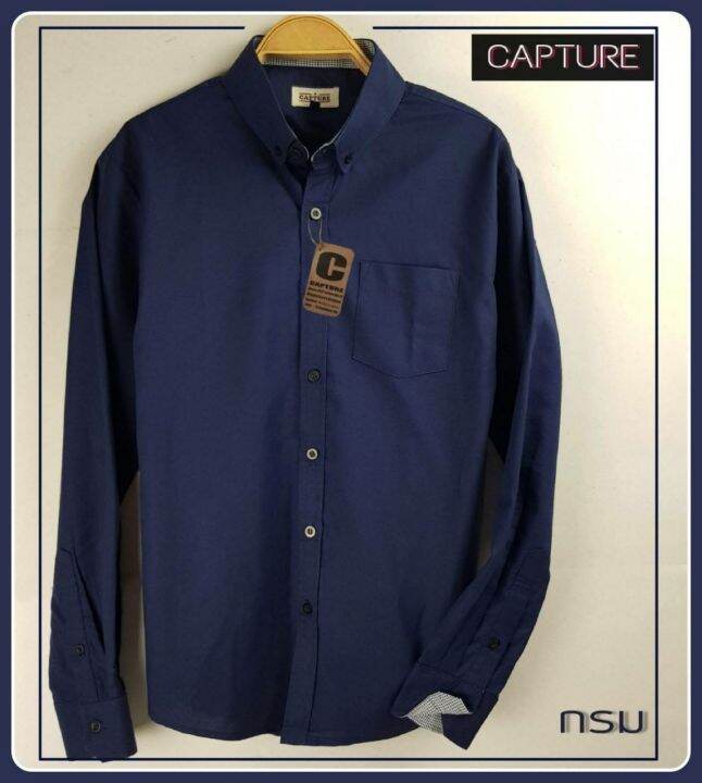 capture-shirt-เสื้อเชิ้ตผู้ชาย-แขนยาว-คอปก-สีกรม-มีถึงอก-48-นิ้ว