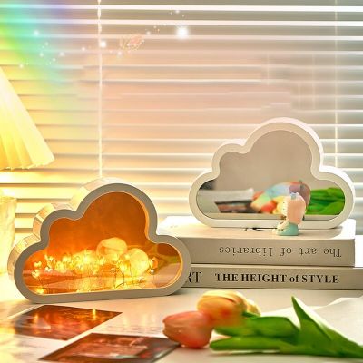 INS Creative Handmade DIY Cloud Tulip Mirror Small Night Light Bedroom CoupleS Friend Gift Decoration Holiday Gift Light