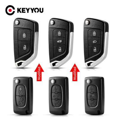 KEYYOU คู่407สำหรับเปอโยต์306 C2 C4 C5 C6 C8เบอลินโกปิกัซโซ่ CE0523 CE0536 2/3B Filp รถรีโมทเคสซองใส่กุญแจ