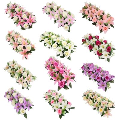 【CC】 Artificial flower row arch wall lily high imitation rose wedding road lead party decor High-grade silk