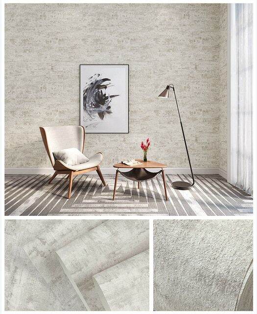 Dark Rustic Concrete Wall Texture Faux Cement Vinyl Wallpaper Office ...