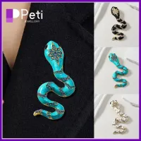 PETI JEWELLERY โลหะผสมอัลลอยด์ เข็มเต้านมงูเคลือบ เคลือบอีนาเมล น้ำมันหยดเพชรน้ำ ป้ายสัญลักษณ์ แฟชั่นสำหรับผู้หญิง สัตว์สัตว์สัตว์ หมุดปักหมุด ใช้ได้ทุกเพศ