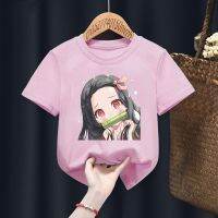 เสื้อผ้าเด็กทารกสีดำของผู้ชายและผู้หญิงเสื้อยืดพิมพ์ลาย Nezuko Kamado Kimetsu No YAIBA