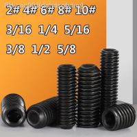 2-56-4-40 6-32 10-24 1/4 5/16 3/8 1/2 5/8 3/16 DIN916 Hitam Kelas 12.9 Alloy Steel Hex Hexagon Soket Allen Piala Titik Grub Screw