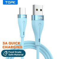 TOPK AN46 3A Liquid ซิลิโคน Micro USB Type C สายสำหรับ Xiaomi Samsung Fast ชาร์จศัพท์มือถือข้อมูลสายเคเบิล