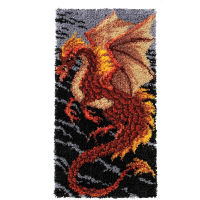 Hobby Crafts Latch Hook Kits with Printed Dragon Pattern on Canvas DIY Rug Embroidery Set Crocheting Arts Crafts for Kids Adults