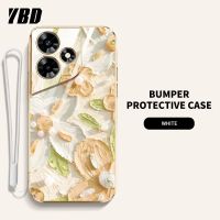 YBD ดีไซน์ใหม่เคสโทรศัพท์สำหรับ infinix Hot 30 30i 30 Play เคสชุบภาพน้ำมันเคสลายดอกไม้เคสแถมฟรีสายคล้อง