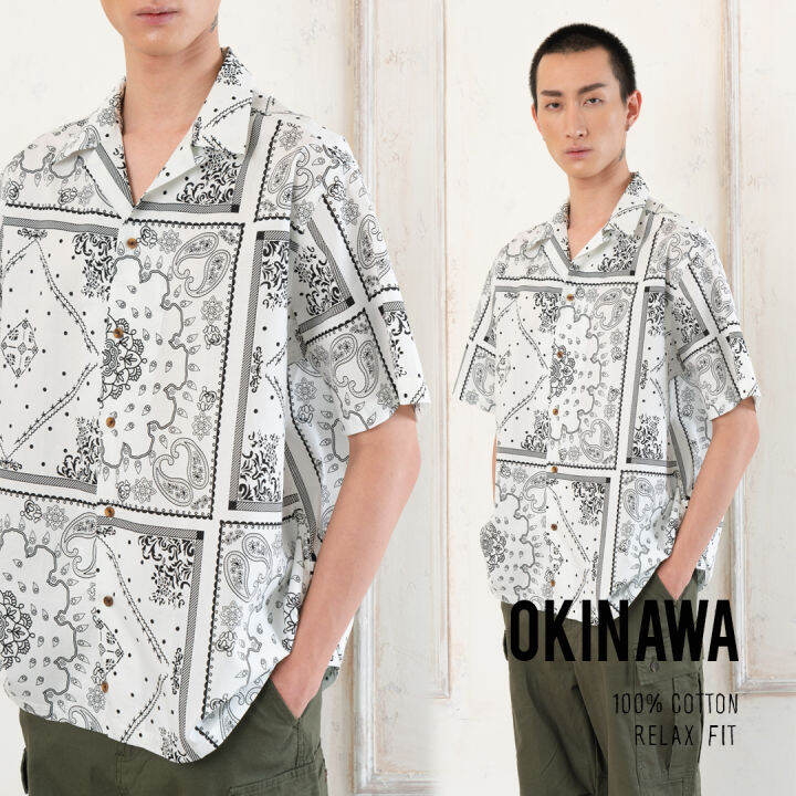 shirtoria-hawaii-okinawa-praisley-เสื้อเชิ้ตผู้ชาย-เสื้อเชิ้ตผู้ชายแขนสั้น-เสื้อเชิ้ตฮาวาย-noniron-ไม่ต้องรีด