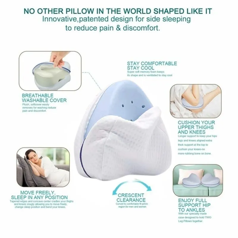 1pc Orthopedic Memory Foam Leg Pillow for Home and Maternity Use - Relieves  Back, Lumbar, Knee, and Leg pressure - Comfortable and Supportive Clip Leg  Side Sleeping Pillow,Washable Cover Included