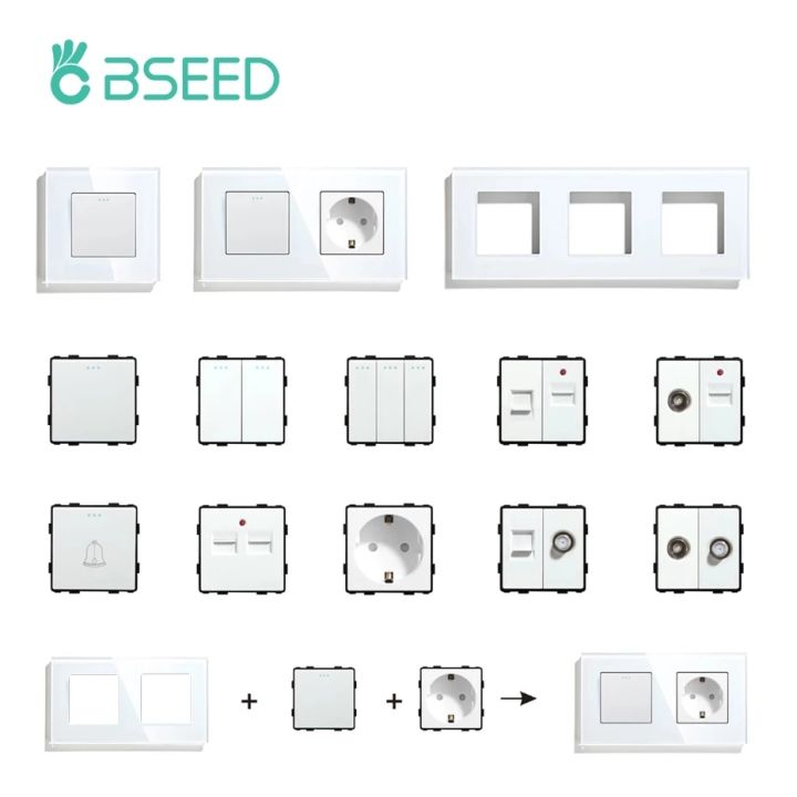 bseed-mvava-diy-uk-eu-standard-tv-satellite-usb-socket-button-switch-with-crystal-glass-frame-panel-white-home-improvement