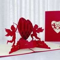 Card Valentines Day Gift Romantic 3D Lovers Wedding Invitation Red Envelope Gift Flower Card For Girlfriend Wife