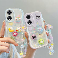 Phone Case เคส OPPO A58 4G OPPO A78 A98 5G A17 A17k A77s A57 A95 A55 A54 4G ลูกบาศก์กระต่ายสีรุ้งเคสโทรศัพท์ตุ๊กตาการ์ตูน A16 A16k ป้องกันเลนส์ A16e ฝาครอบนิ่มกันกระแทกด้วยสายดอกไม้2023