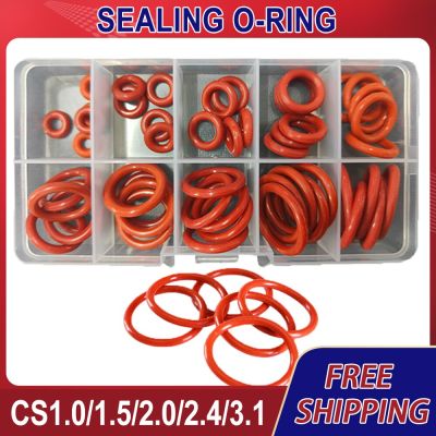 CS1.0/1.5/2.0/2.4/3.1 Red Silicone O Rings Kit VMQ Sealing Washer Gaskets Waterproof Oil Resistant and High Temperature Oring Gas Stove Parts Accessor
