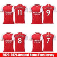 ใหม่ เสื้อยืดกีฬา แขนสั้น ลายทีมชาติฟุตบอล Arsenal Home Jersey Jesus Martinelli Degaard Saka พลัสไซซ์ 23 24